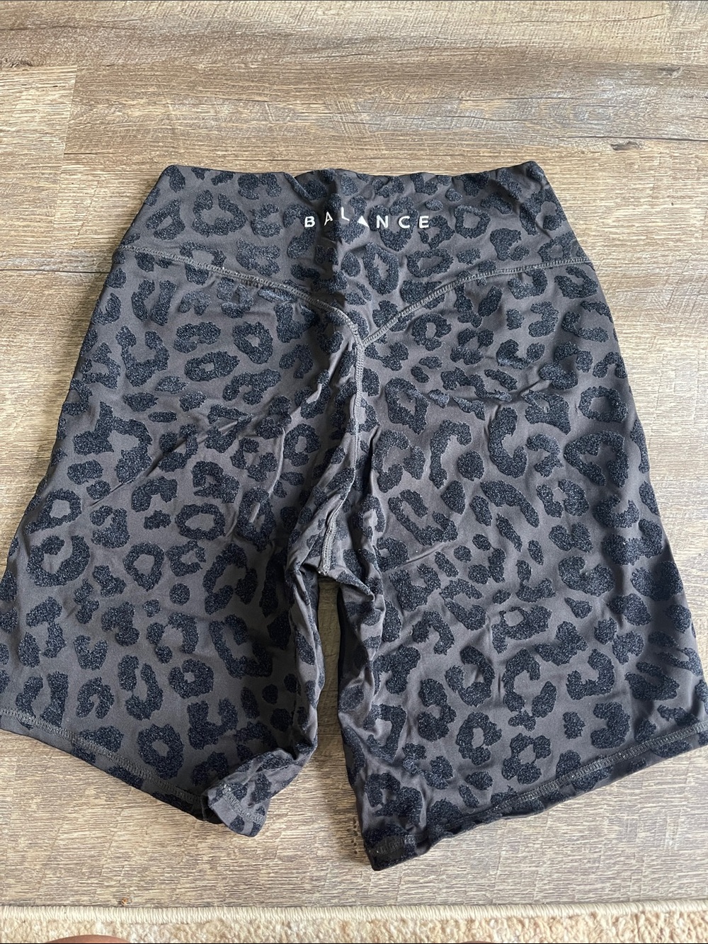 BALANCE ATHLETICA Leopard Print High-Rise Bike Shorts - Black